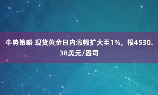 牛势策略 现货黄金日内涨幅扩大至1%，报4530.38美元/盎司