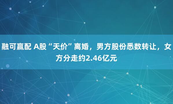 融可赢配 A股“天价”离婚,男方股份悉数转让,女方分走约2.46亿元